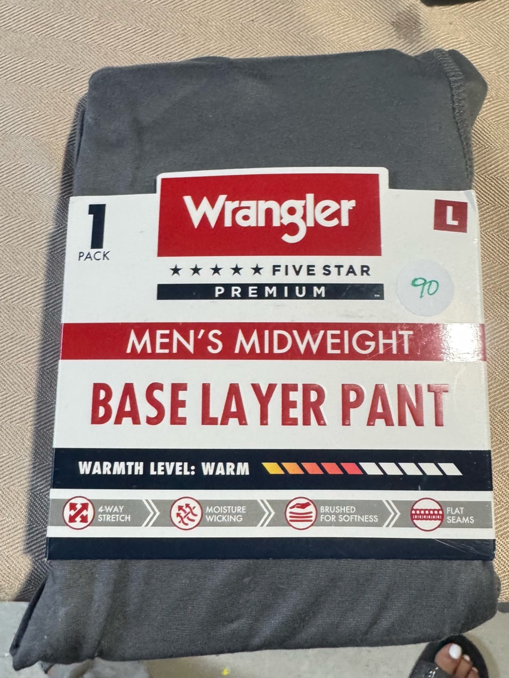 Wrangler Men's Midweight Base Layer Pant - Charcoal Gray